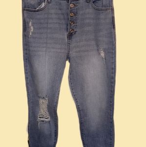 High rise button up skinny jeans